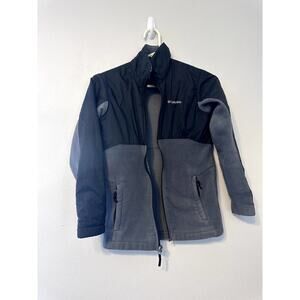 Columbia Youth M 10-12 Overlay Fleece Jacket zipper Black and Grey
